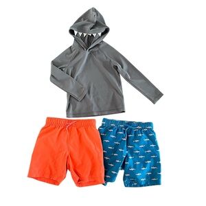 Gray Shark rashguard and Swim Shorts Set